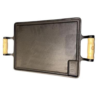 Imagem de Chapa bifeteira 25x35 ferro fundido alca de madeira libaneza