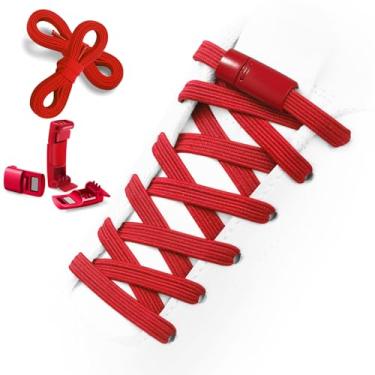 Imagem de Aiboxin Cadarços elásticos sem amarração para tênis, cadarços sem amarração para crianças e adultos, cordas elásticas para sapatos, C, vermelho, 47IN