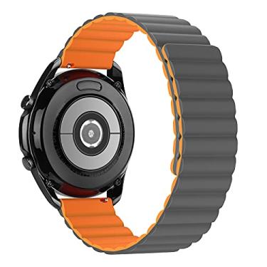 Imagem de Tasikar Pulseiras de 20 mm compatíveis com Samsung Galaxy Watch 7/6/5/4 de 40 mm e 44 mm/6 Classic 43 mm e 47 mm/5 Pro, pulseira magnética de silicone para Galaxy Watch 4 Classic/3 (laranja-cinza)