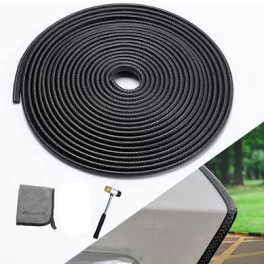 Imagem de Winunite Protetores de borda de porta de carro de 10 m - Inclui martelo, serve na maioria dos veículos, sem cola, em forma de U, clipes de metal embutidos, resistente ao desbotamento, resistente a