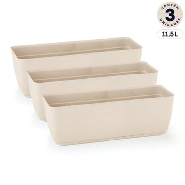 Imagem de Kit 3 Floreiras Sem Pratos 11,5L Jardineiras Vasos Plásticos Retangula
