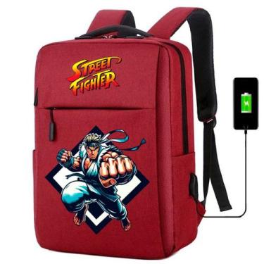 Imagem de Mochila USB Escolar Estampa Infantil Street Figther Notebooks, Trabalh
