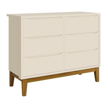 Imagem de Cômoda Infantil Classic 6 Gavetas com Pés Amadeirado - Reller Móveis