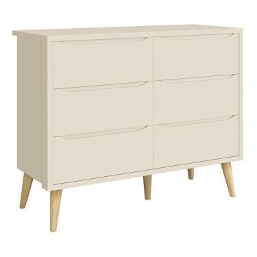 Imagem de Cômoda Infantil Theo 6 Gavetas com Pés Madeira Natural - Reller Móveis