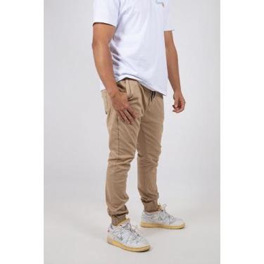 Imagem de Calça Jogger Masculina Sarja Com Punho Ajustável Estilo Streetwear - P