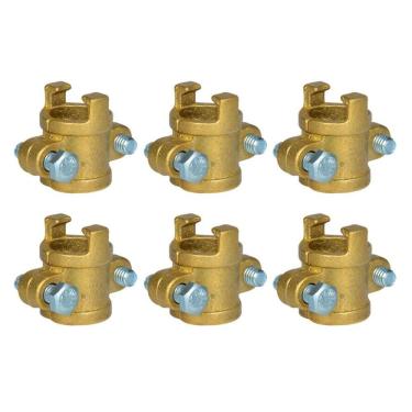 Imagem de Kit 6 Abraçadeira Latão Bipartida Mangueira Alta Pressão 3/4