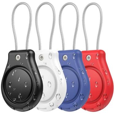 Imagem de Suporte de Airtag à prova d'água com cabo de arame – Chaveiro seguro para AirTag, chaveiro protetor para chaves, chaveiro, bagagem, capa AirTag compatível com Apple Air Tag