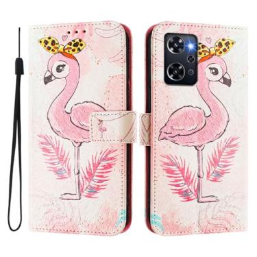 Imagem de Capa carteira para Oppo Reno 9A, 3 compartimentos para cartão, 1 compartimento para dinheiro, capa flip de couro PU com padrão fofo, capa com fivela magnética à prova de choque, compatível com sem fio