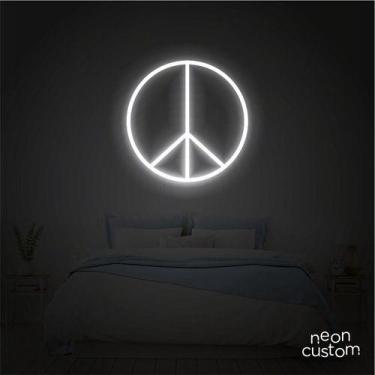 Imagem de luminaria letreiro Neon Led Paz 40x40 luminoso decoração p/ selfie - N