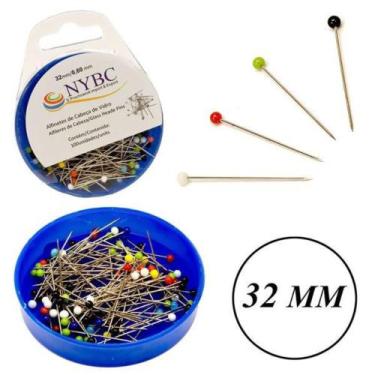 Imagem de Alfinete cabeça de vidro caixa com 100 unidades - Armarinhos Beaba