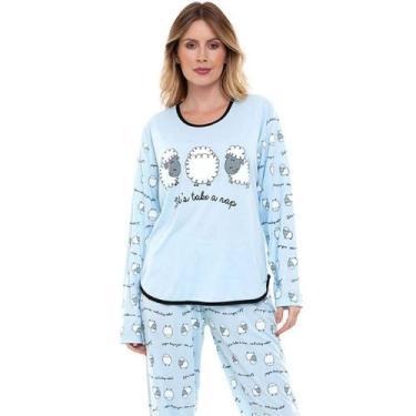 Imagem de Pijama Longo Poliviscose NVD 116 Ovelha, Azul claro, GG