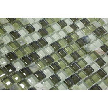 Imagem de Pastilha de Vidro 30x30 com Pedras Naturais e Metais Prezioza - Tropic