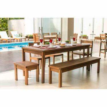 Imagem de Conjunto para Varanda com Mesa de 140x85cm e 2 Bancos de 120cm sem enc