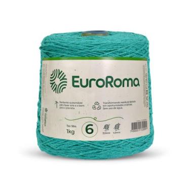 Imagem de  Barbante Colorido Euroroma 1kg Nº6 Crochê e Tricô,  Verde Agua Escuro
