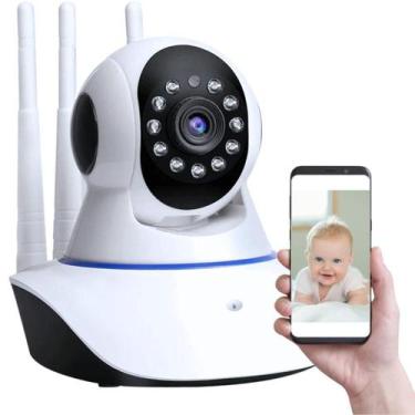 Imagem de Câmera Ip Sem Fio 360 3 Antenas Hd Wifi Visão Noturna Alarme - Onvif