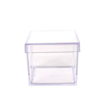 Imagem de Caixinha acrílica 4x4cm transp. c/tampa pct c/ 10 un oldani
