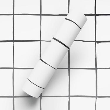 Imagem de Papel de Parede Adesivo Lavável Tema Pastilha E Linha Branca - BAZAR D