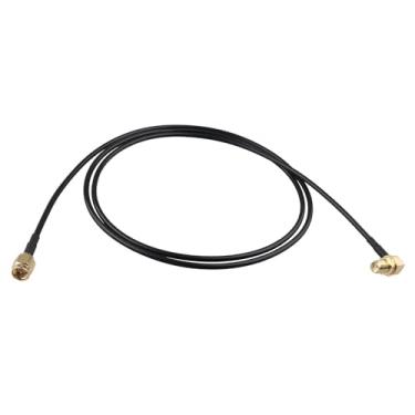 Imagem de Futheda SMA macho para SMA fêmea adaptador de ângulo reto cabo de extensão de antena aérea RG174 cabo coaxial 1M para antena 4G LTE roteador WiFi WLAN FPV controlador de drone transceptores de rádio