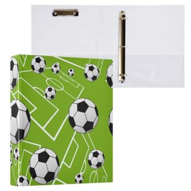 Imagem de Fichário com 3 anéis de bolas de futebol fofas de 3 cm com bolsos de prancheta para escola, fichário de escritório com 3 furos, 1 pacote