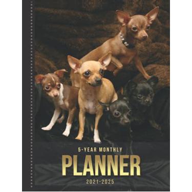 Imagem de 5-Year Monthly Planner: Brown Black Chihuahuas Dog Photo / Dated 8.5x11 Calendar Book With Whole Month on Two Pages / Organizer Has Note Paper - To Do ... / 2021 2022 2023 2024 2025 - 60 Months Total
