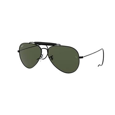 Imagem de Ray-Ban Óculos de Sol Aviador Outdoorsman I + Conjunto de Acessórios, Preto/Verde Cristal (L9500), Adulto Unissex