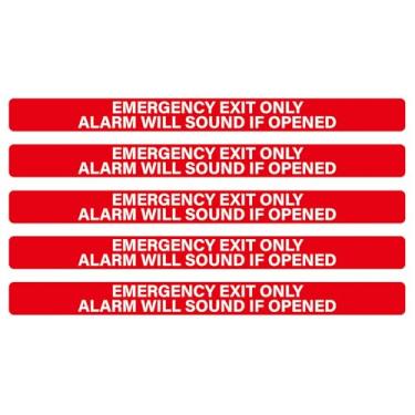 Imagem de YIKIADA Pacote com 5 adesivos de alarme de saída de emergência apenas soará se aberto 61 cm x 5 cm sinal de segurança autoadesivo à prova d'água para carro fábrica armazém laboratório
