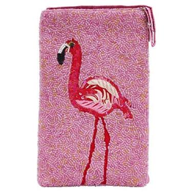 Imagem de Bamboo Trading Bolsa para celular ou clube Flamingo da empresa com um bolso lateral separado e seguro com zíper para dinheiro e cartões de crédito, 18 cm de altura, rosa, rosa