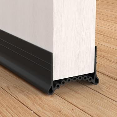 Imagem de SUNMON Bloqueador de Correntes de Ar de Silicone para Porta, 39 Pol. Bloqueador de Vedação Deslizante para Porta Sob Porta Atualizado, Vedação Contra Intempéries para Varredura Sob Porta (Preto)