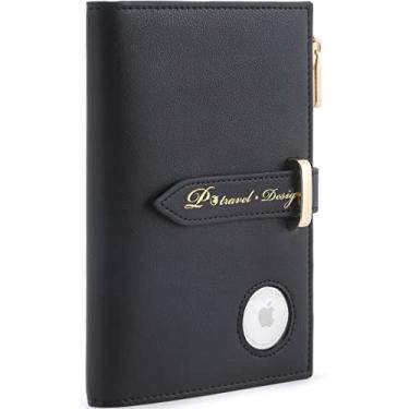 Imagem de VanFn Airtag Passport Holder, RFID Travel Passport Wallet, Family Passport Holder, Ladies Bifold Air Tag Wallets, Slim Leather Credit Card Wallet For Women, Trip Document Organizer P.Travel Series