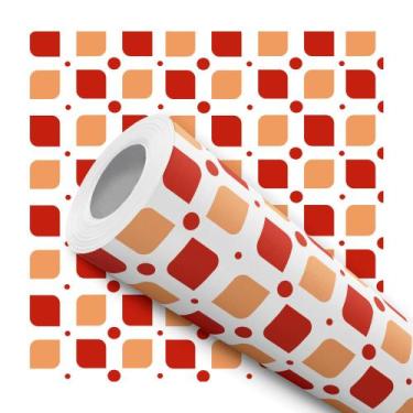 Imagem de Papel De Parede Adesivo Lavável Pastilha Vermelho Laranja 12m - Bazar 