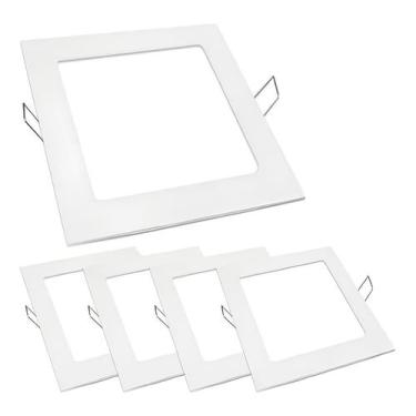 Imagem de Kit 5 Plafon 18w Luminária Led Painel Embutir Quadrado Branco Frio - E