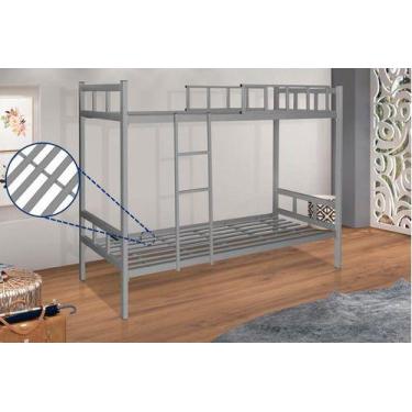 Imagem de Beliche Inteira De Ferro Solteiro, 2 Pessoas - JB Moveis, Cinza