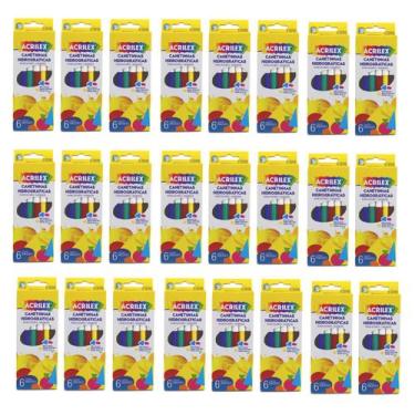 Imagem de Canetinha Hidrográfica 6 Cores Acrilex Kit 24 Caixas