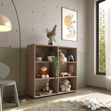 Imagem de Estante Infantil Organizadora 6 Nichos Theo Yescasa Amadeirado Montana