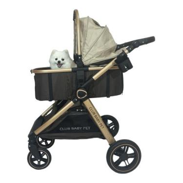 Imagem de Carrinho Europeu Inmetro Cães/Gatos Passeio de Pet Marrom - Club Baby,