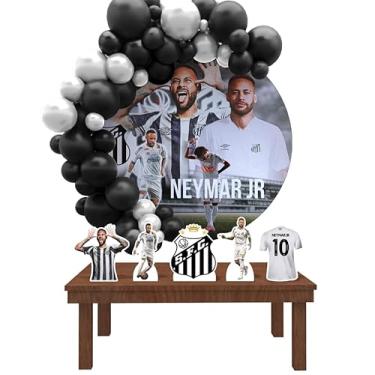 Imagem de Kit Decoração Painel Redondo Festa de Aniversário Infantil Neymar Jr. Jogador Futebol