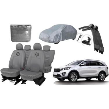 Imagem de Jogo capa couro cinza Sorento 2015 a 2019 + limpa parabrisa - ferro te