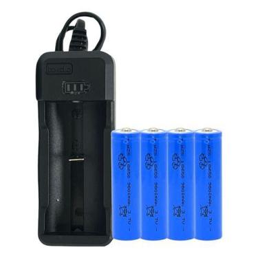 Imagem de Carregador Led Para Baterias 16340 18500 18650 14500 26650 + 4 Bateria