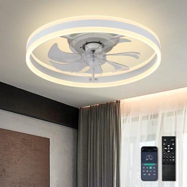 Imagem de diisunbihuo Ventiladores De Teto De Acrílico De Perfil Baixo De 20" Com Luzes E Controle Remoto, Ventilador De Teto Fandelier Led Regulável, Ventilador De Teto Moderno Para Quarto Com Luzes Com Funç