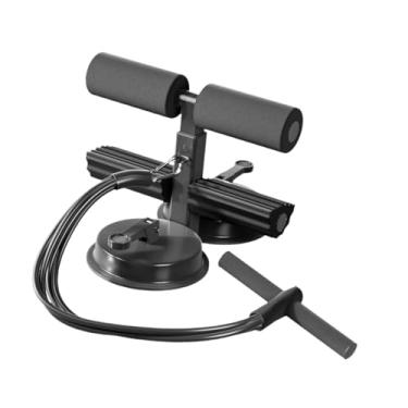 Imagem de oshhni Sente -se a barra com o suporte de piso de resistência com 2 xícaras de sucção fortes AB MACHINE SITUP AJUSTIVA para MENINAS MENINAS MENINAS OFICE, Preto