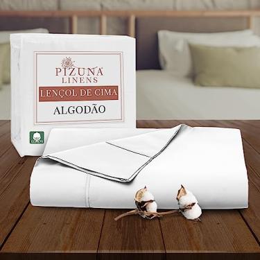 Imagem de Lençol de Cima King Algodão Branco, Lençol Plano 1 Peça 400 Fios Qualidade de Hotel de Luxo por Pizuna