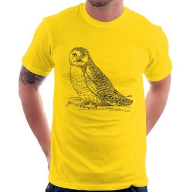 Imagem de Camiseta Coruja Traços - Foca na Moda, Amarelo, G