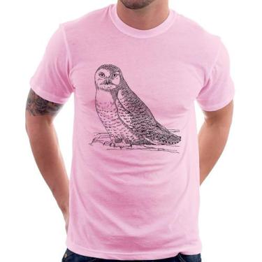 Imagem de Camiseta Coruja Traços - Foca na Moda, Rosa bebê, GG