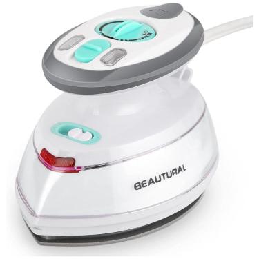 Imagem de Mini Ferro de Passar a Vapor com Base Antiaderente, bivolt 400W, BEAUTURAL, Branco