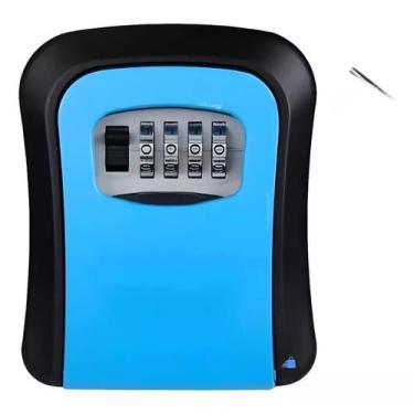 Imagem de Cadeado Caixa Segredo Cofre Parede Guarda Chaves Objetos Azul - Perfet