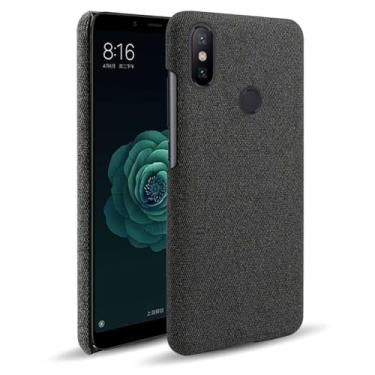 Imagem de Capa para Xiaomi 6X,Capa desenhada em lona,Case Protetora Ultrafina com Empunhadura Macia,Design em Tecido Antichoque e Antiarranhões-Black