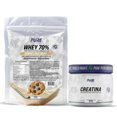 Imagem de Kit Whey Protein 70% Concentrado 450g + Creatina 500g Pure-Unissex