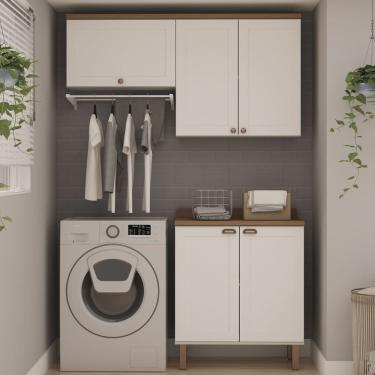 Imagem de Kit Área de Serviço com 3 Módulos com Portas Provençais para Lavanderia 100% Mdf