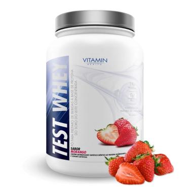 Imagem de Whey Test 900 Gramas Morango 4086 Vitamin Health - Proteína de Alta Qualidade