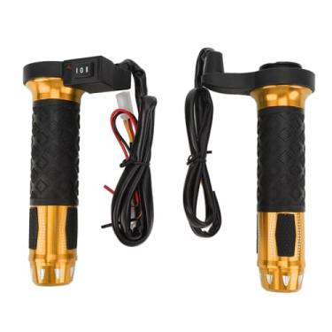 Imagem de 1 par Motocicleta Afundação de Guidão Aquecida, 3 Engrenagem Motocicleta Ajuste Ajuste As Garras de Mão Aquecidas Compatíveis Com Motocicleta ATV de 7/8 Polegadas (Ouro)